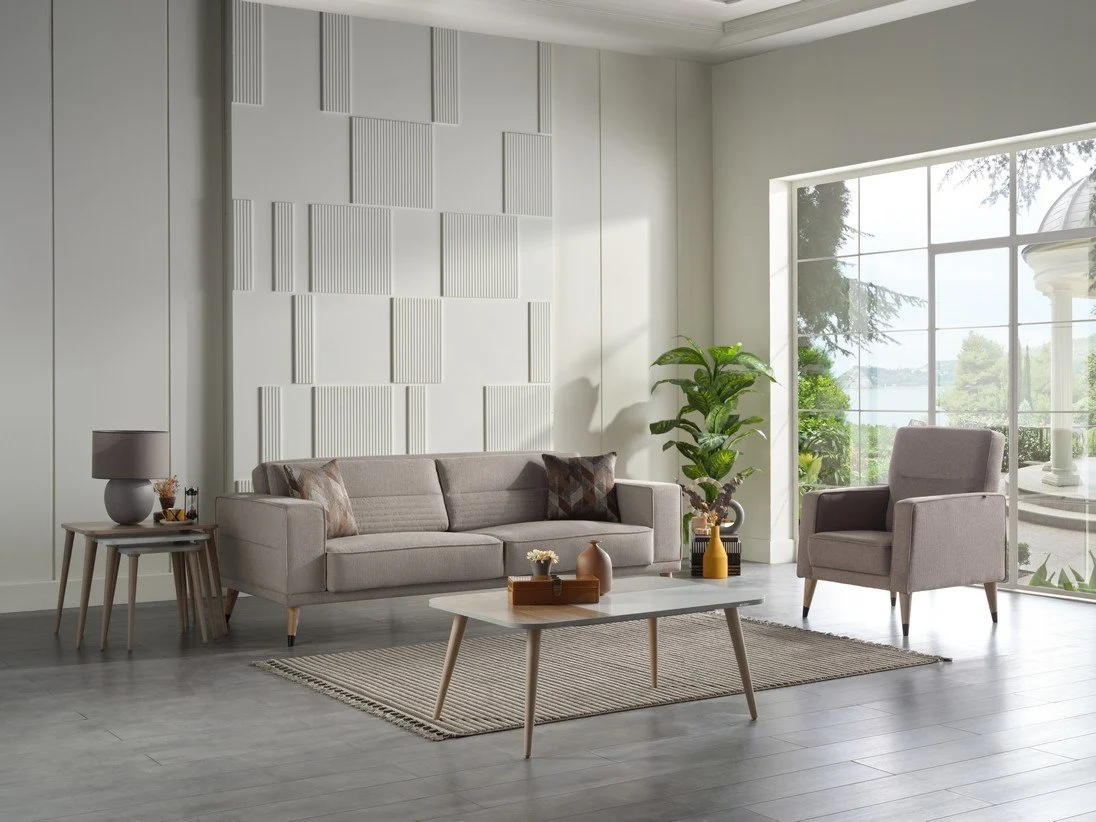 Cotton sofa and armchair